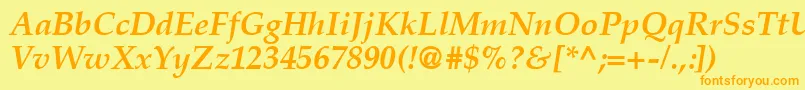 CriteriaSsiBoldItalic-fontti – oranssit fontit keltaisella taustalla