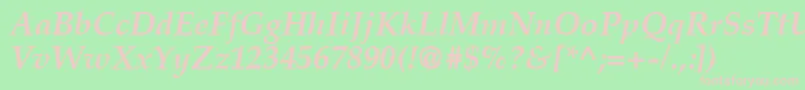 CriteriaSsiBoldItalic-fontti – vaaleanpunaiset fontit vihreällä taustalla