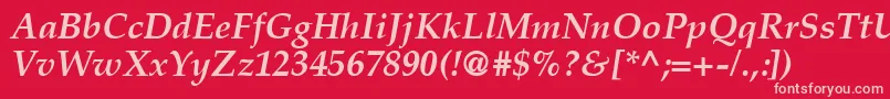 CriteriaSsiBoldItalic-fontti – vaaleanpunaiset fontit punaisella taustalla