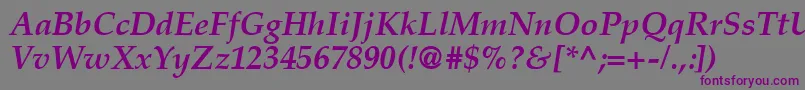 フォントCriteriaSsiBoldItalic – 紫色のフォント、灰色の背景