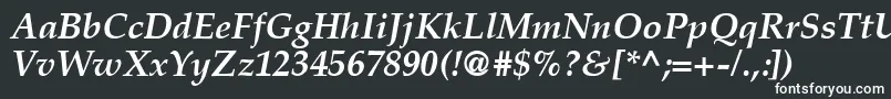 CriteriaSsiBoldItalic-fontti – valkoiset fontit mustalla taustalla