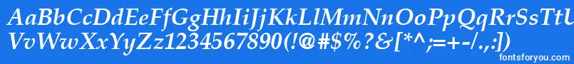 Шрифт CriteriaSsiBoldItalic – белые шрифты на синем фоне