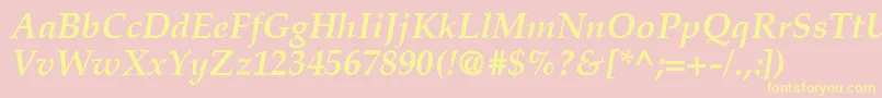 CriteriaSsiBoldItalic-fontti – keltaiset fontit vaaleanpunaisella taustalla