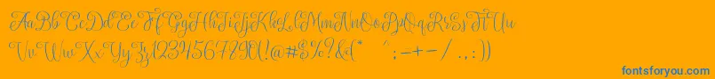 SettaScript-Schriftart – Blaue Schriften auf orangefarbenem Hintergrund