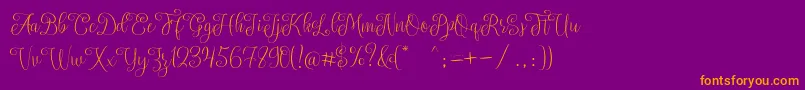 SettaScript-Schriftart – Orangefarbene Schriften auf violettem Hintergrund