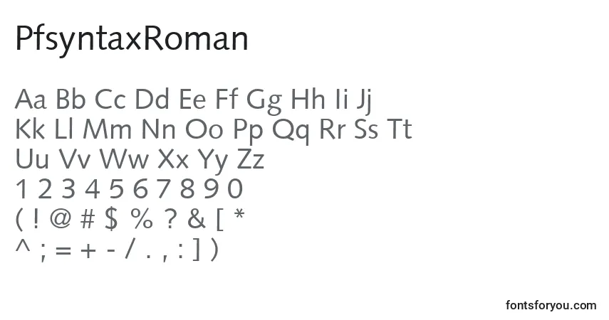 Fuente PfsyntaxRoman - alfabeto, números, caracteres especiales