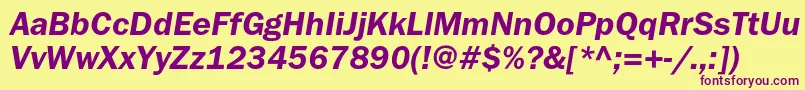 FranklingothicdemicItalic Font – Purple Fonts on Yellow Background