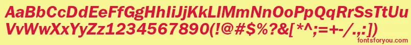 FranklingothicdemicItalic Font – Red Fonts on Yellow Background