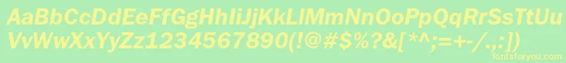 FranklingothicdemicItalic Font – Yellow Fonts on Green Background