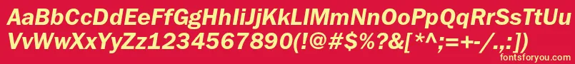 FranklingothicdemicItalic Font – Yellow Fonts on Red Background