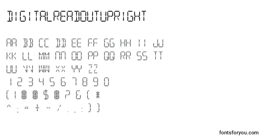 A fonte DigitalReadoutUpright – alfabeto, números, caracteres especiais