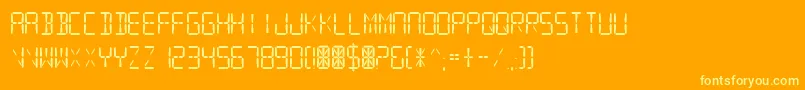 DigitalReadoutUpright Font – Yellow Fonts on Orange Background