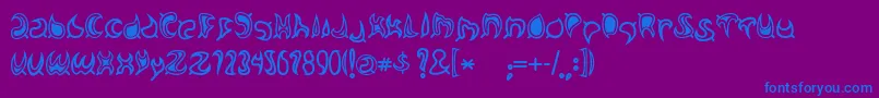 Matcha-Schriftart – Blaue Schriften auf violettem Hintergrund