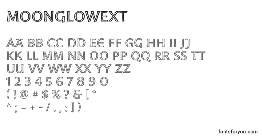 Schriftart MoonglowExt – Alphabet, Zahlen, spezielle Symbole