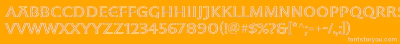 MoonglowExt-fontti – vaaleanpunaiset fontit oranssilla taustalla