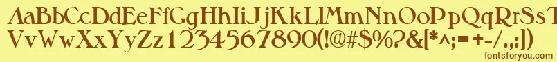 フォントValitsskBold – 茶色の文字が黄色の背景にあります。