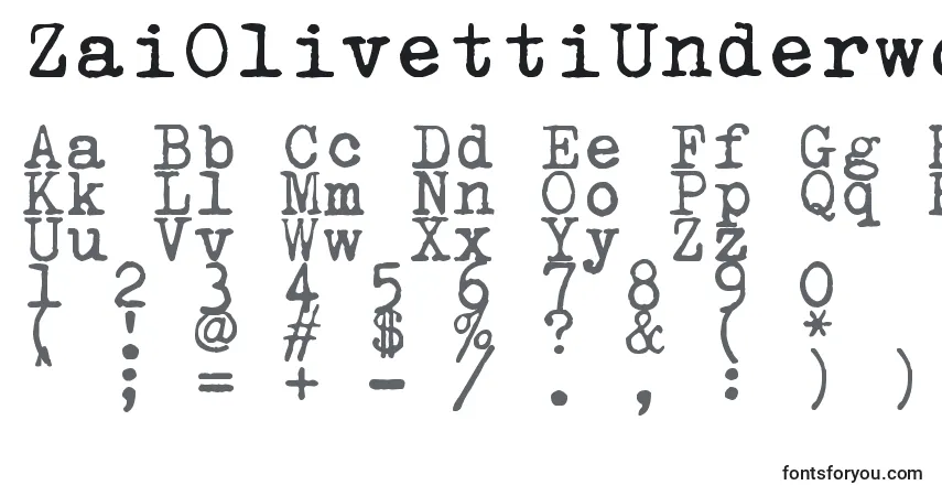 Schriftart ZaiOlivettiUnderwoodstudio21typewriter – Alphabet, Zahlen, spezielle Symbole