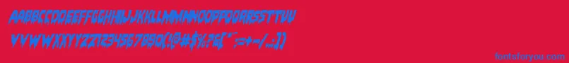 Bloodlustrotal Font – Blue Fonts on Red Background