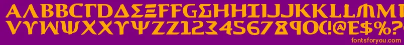 Aegis-Schriftart – Orangefarbene Schriften auf violettem Hintergrund