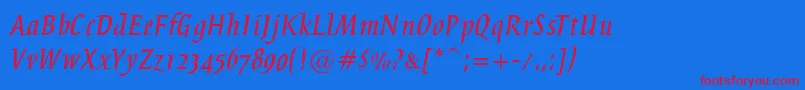 Breeze-Schriftart – Rote Schriften auf blauem Hintergrund