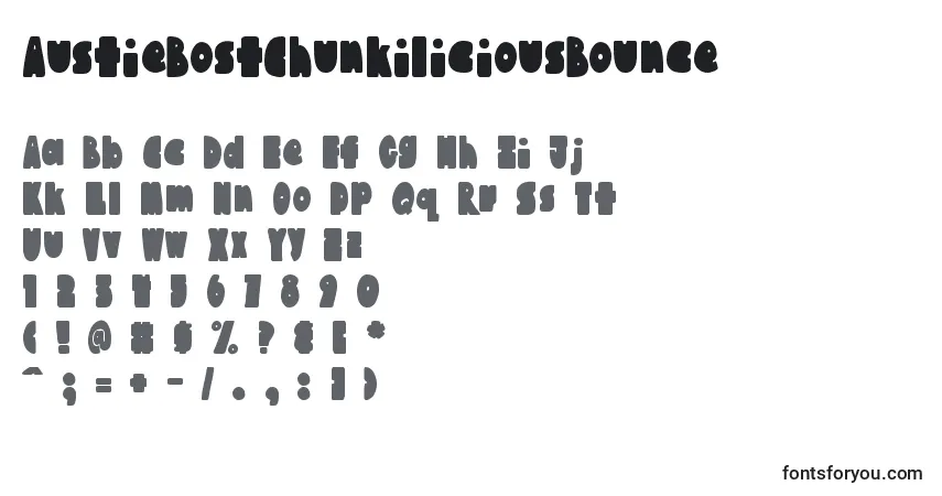 Fuente AustieBostChunkiliciousBounce - alfabeto, números, caracteres especiales