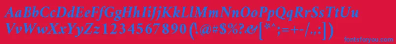 AmiriBoldslanted-Schriftart – Blaue Schriften auf rotem Hintergrund