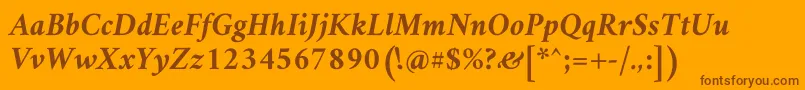 AmiriBoldslanted-fontti – ruskeat fontit oranssilla taustalla