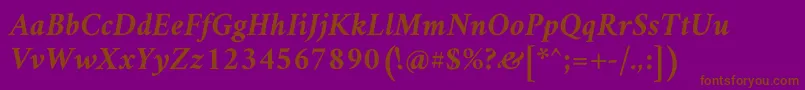 Шрифт AmiriBoldslanted – коричневые шрифты на фиолетовом фоне