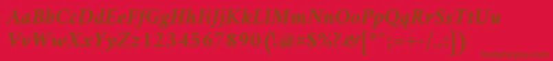 AmiriBoldslanted-Schriftart – Braune Schriften auf rotem Hintergrund