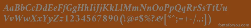AmiriBoldslanted-fontti – harmaat kirjasimet ruskealla taustalla