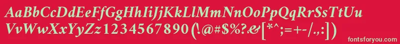 AmiriBoldslanted-fontti – vihreät fontit punaisella taustalla