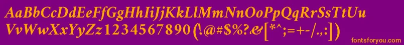 AmiriBoldslanted-fontti – oranssit fontit violetilla taustalla