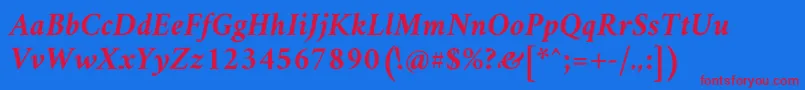 フォントAmiriBoldslanted – 赤い文字の青い背景