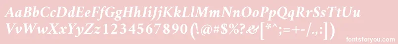 AmiriBoldslanted-fontti – valkoiset fontit vaaleanpunaisella taustalla