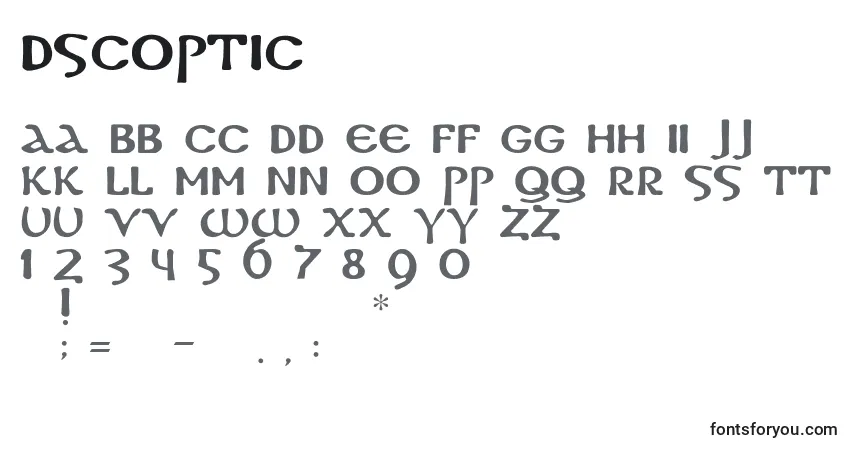 Czcionka DsCoptic – alfabet, cyfry, specjalne znaki