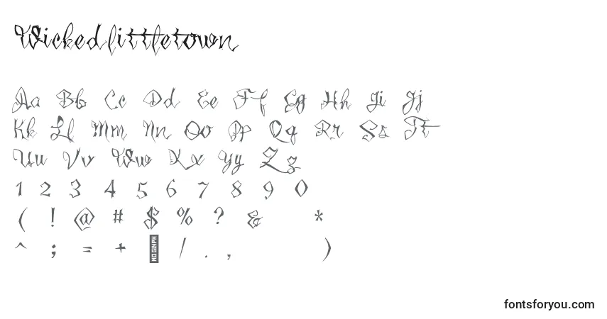 Шрифт Wickedlittletown – алфавит, цифры, специальные символы