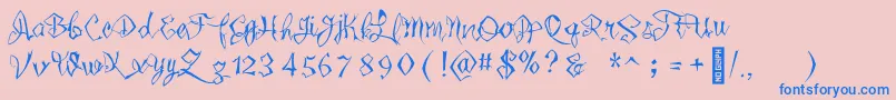 Wickedlittletown Font – Blue Fonts on Pink Background