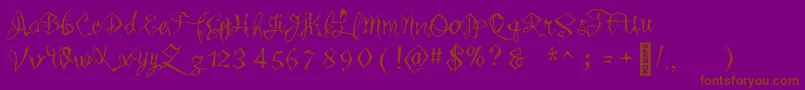 Weitere Informationen zur Wickedlittletown-Schriftart Wickedlittletown-Schriftart – Braune Schriften auf violettem Hintergrund