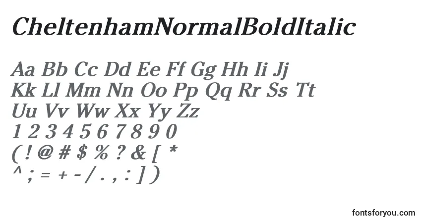 A fonte CheltenhamNormalBoldItalic – alfabeto, números, caracteres especiais