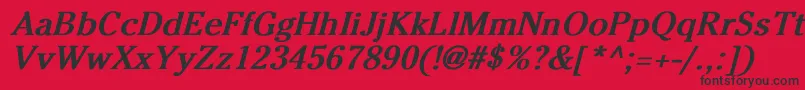 CheltenhamNormalBoldItalic-Schriftart – Schwarze Schriften auf rotem Hintergrund