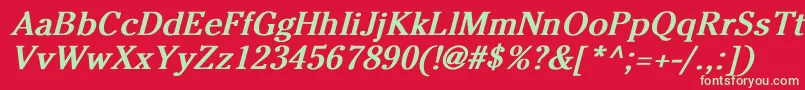 CheltenhamNormalBoldItalic Font – Green Fonts on Red Background