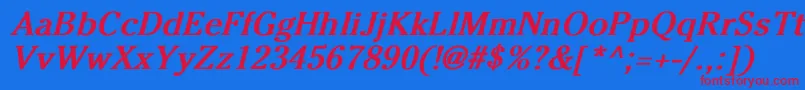 CheltenhamNormalBoldItalic Font – Red Fonts on Blue Background