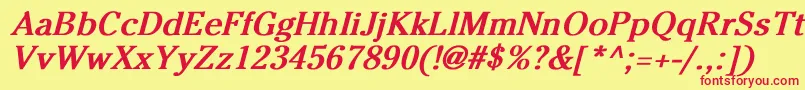 CheltenhamNormalBoldItalic Font – Red Fonts on Yellow Background