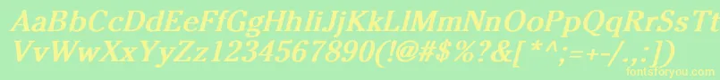 CheltenhamNormalBoldItalic Font – Yellow Fonts on Green Background