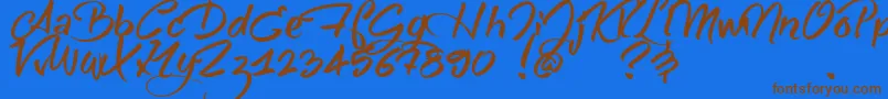 SheAlwaysWalksAloneDemo Font – Brown Fonts on Blue Background