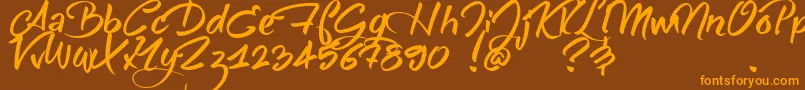 SheAlwaysWalksAloneDemo Font – Orange Fonts on Brown Background