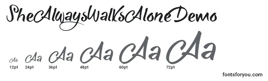 SheAlwaysWalksAloneDemo Font Sizes