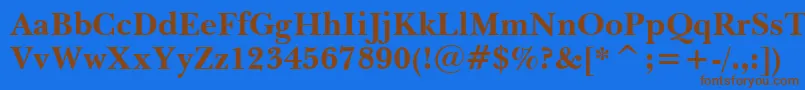 フォントBaskervilleBoldBt – 茶色の文字が青い背景にあります。