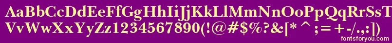 フォントBaskervilleBoldBt – 紫の背景に黄色のフォント