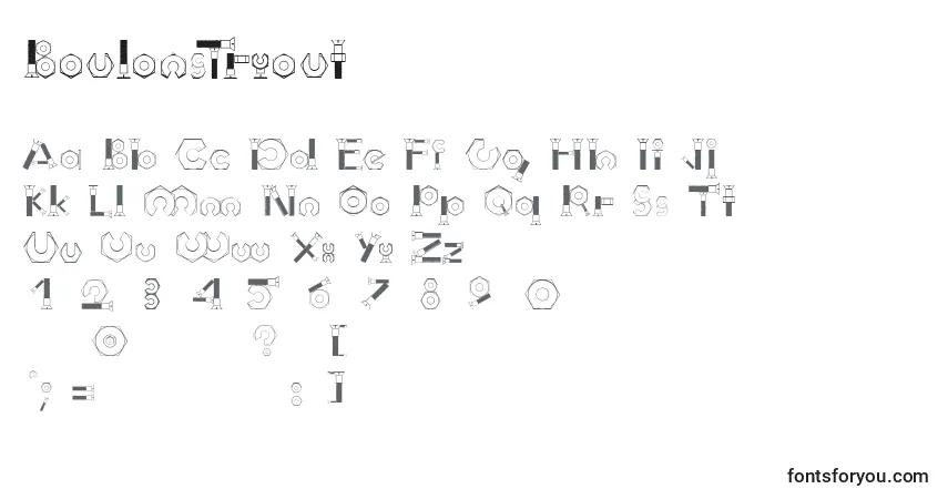 Шрифт BoulonsTryout – алфавит, цифры, специальные символы
